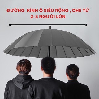 Ô Siêu To 24 Nan Cán Dài Cao Cấp | Dù Khung Thép Chống Gió Chống Thấm Tán Rộng 130cm Che 2-3 Người