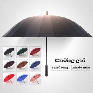 Ô Siêu To 24 Nan Cán Dài Cao Cấp | Dù Khung Thép Chống Gió Chống Thấm Tán Rộng 130cm Che 2-3 Người