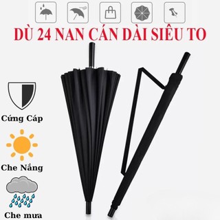 Ô Siêu To 24 Nan Cán Dài Cao Cấp | Dù Khung Thép Chống Gió Chống Thấm Tán Rộng 130cm Che 2-3 Người