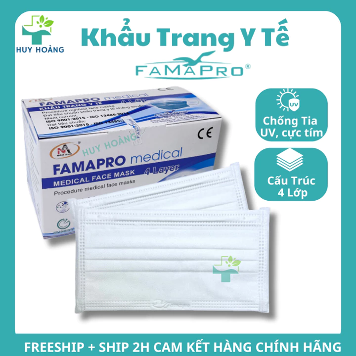 Combo Khẩu trang y tế Famapro 4 lớp dày dặn kháng khuẩn, khẩu trang Farmapro chống nắng