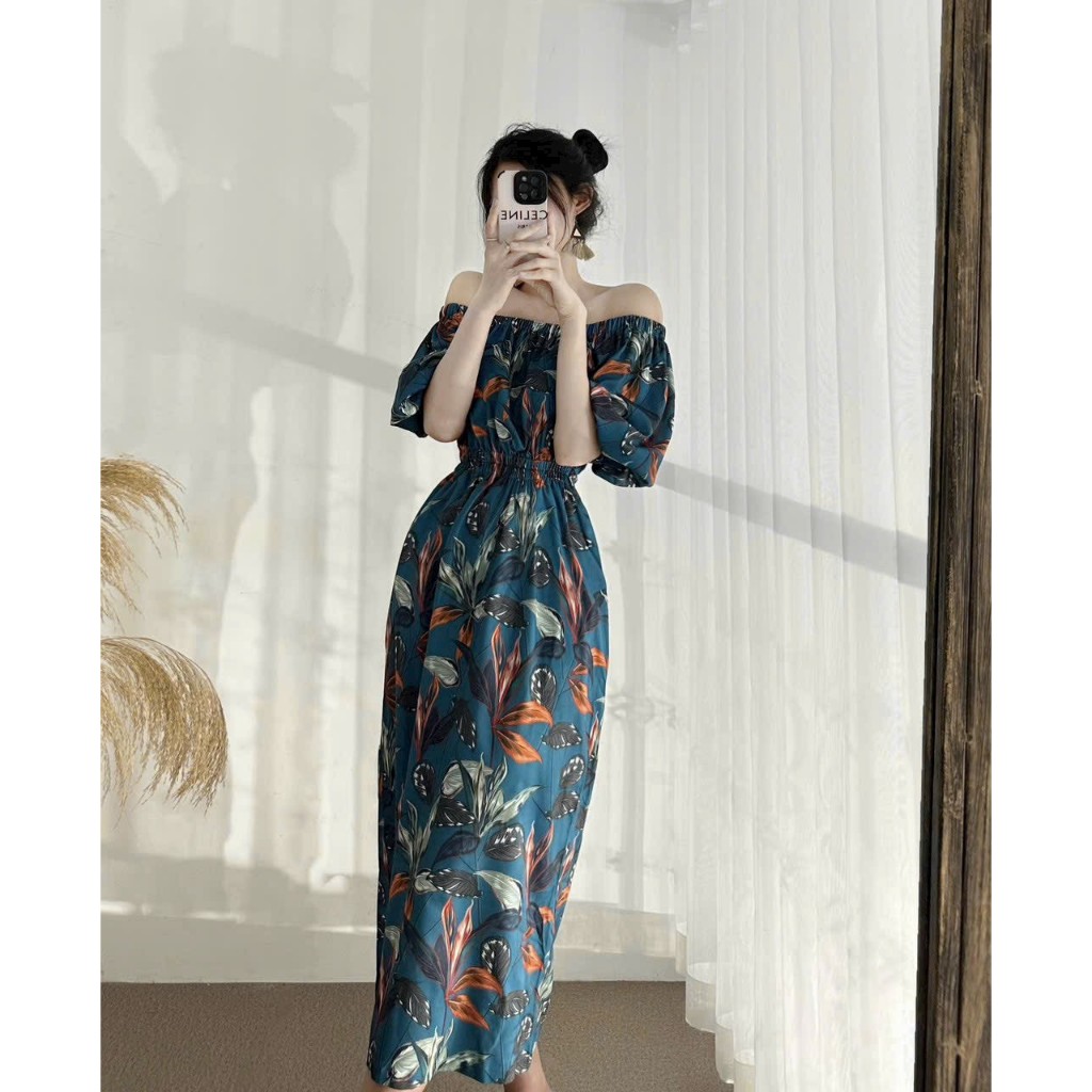 Đầm bẹt vai chun eo 2 lớp A2001