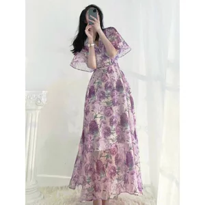Đầm maxi tơ cổ V 2 lớp siêu hách dáng cho các nàng thơ A2021