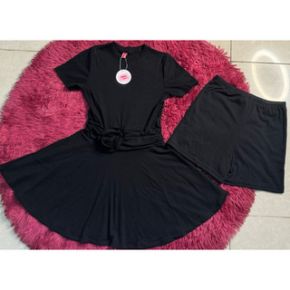 Đầm xòe nhúng eo hoa hồng  Tặng Quần kho buôn siêu rẻ KimDiStore94