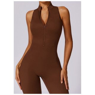 Bộ Đồ Tập Thể Thao Gym, Yoga Liền Thân Jumpsuits Poly Dây Kéo Hở Lưng Cao Cấp (suit534)