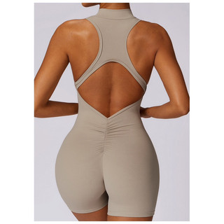 Bộ Đồ Tập Thể Thao Gym, Yoga Liền Thân Jumpsuits Poly Dây Kéo Hở Lưng Cao Cấp (suit534)
