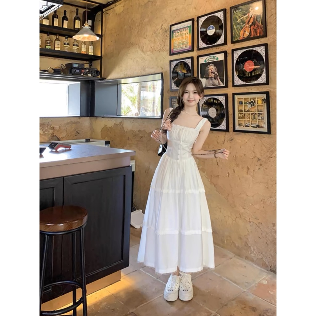 Đầm maxi đi biển nữ, váy 2 dây dáng dài thiết kế nhún ngực, váy đi biển ...