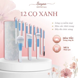 Bộ cọ trang điểm cá nhân gồm 12 cọ lông siêu mềm mượt đi kèm túi đựng hoặc ống cắm siêu đẹp, dụng cụ trang điểm Sayaa
