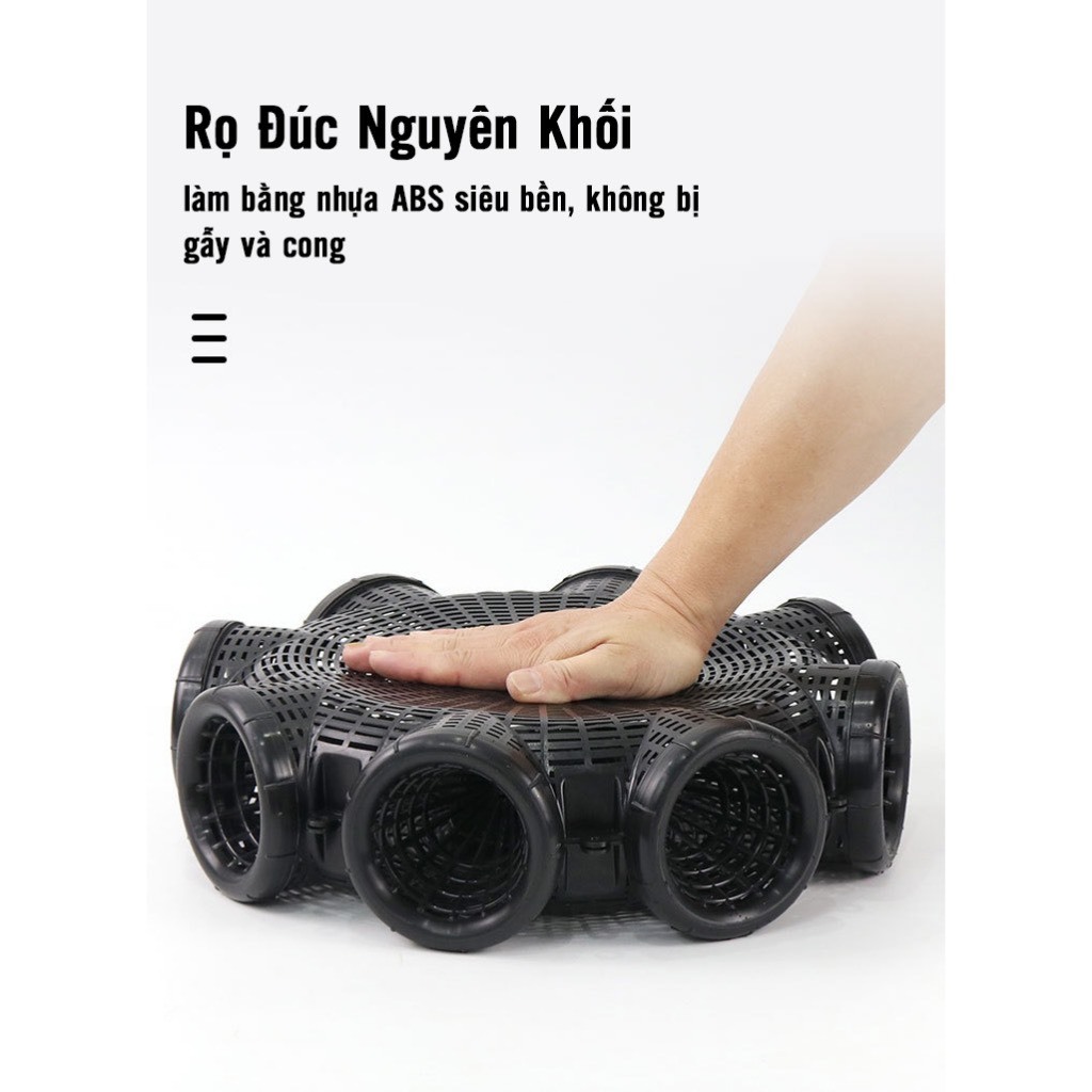 Rọ Bẫy Lươn, Tôm, Cá 8 Cửa Nhựa PP Thái Lan - Bẫy Tôm, Cua, Cá, Lươn, Trạch + Tặng Mồi AMIZIN