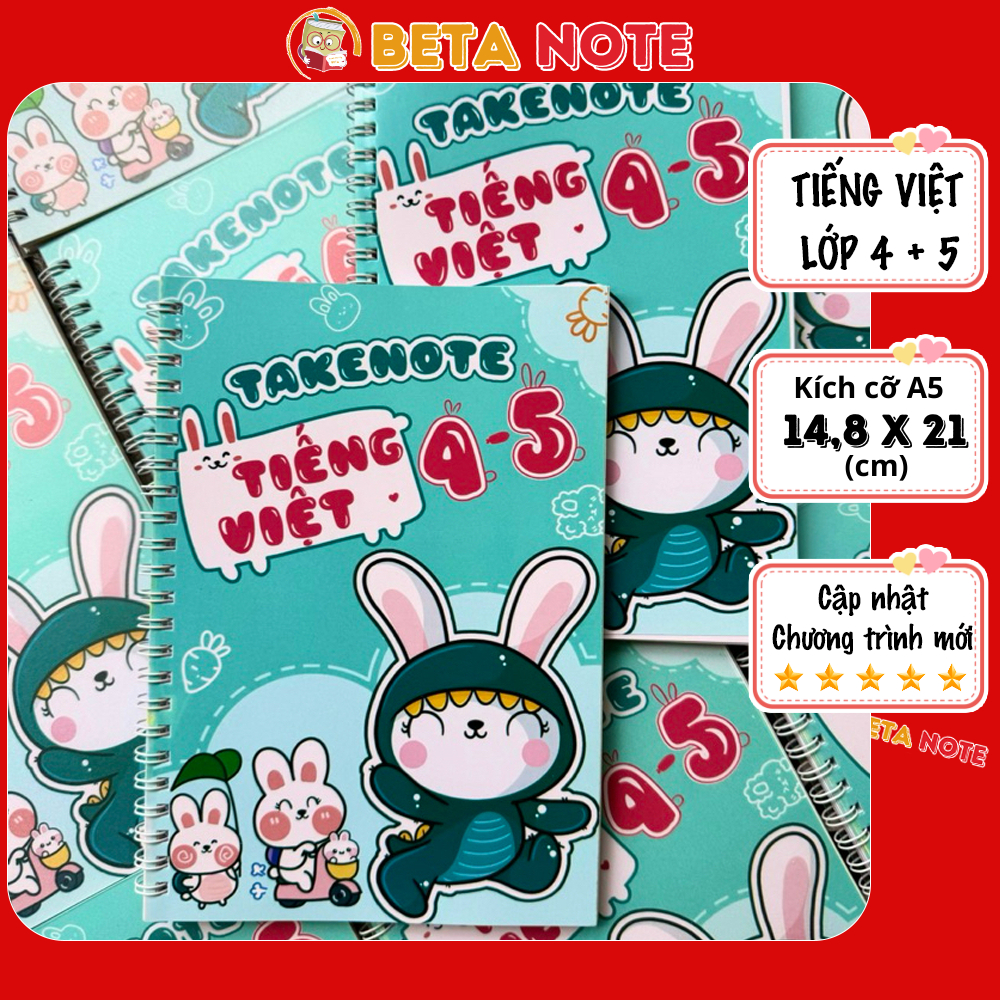Sổ takenotes Tiếng Việt lớp 4,5 cấp tiểu học, sổ tay kiến thức ghi chép ...