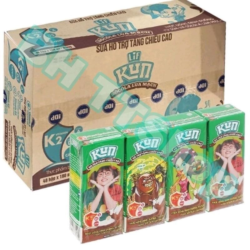 Sữa Kun Socola lúa mạch thùng 48 hộp to 180ml | Shopee Việt Nam