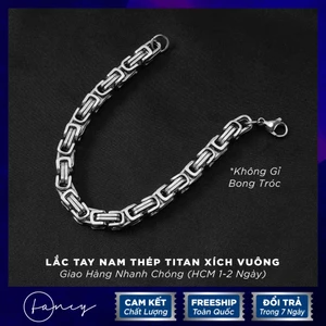 Vòng tay nam Fancy dáng mắc xích vuông cá tính, lắc tay nam nữ chất liệu titan không gỉ (8mm x 8mm)