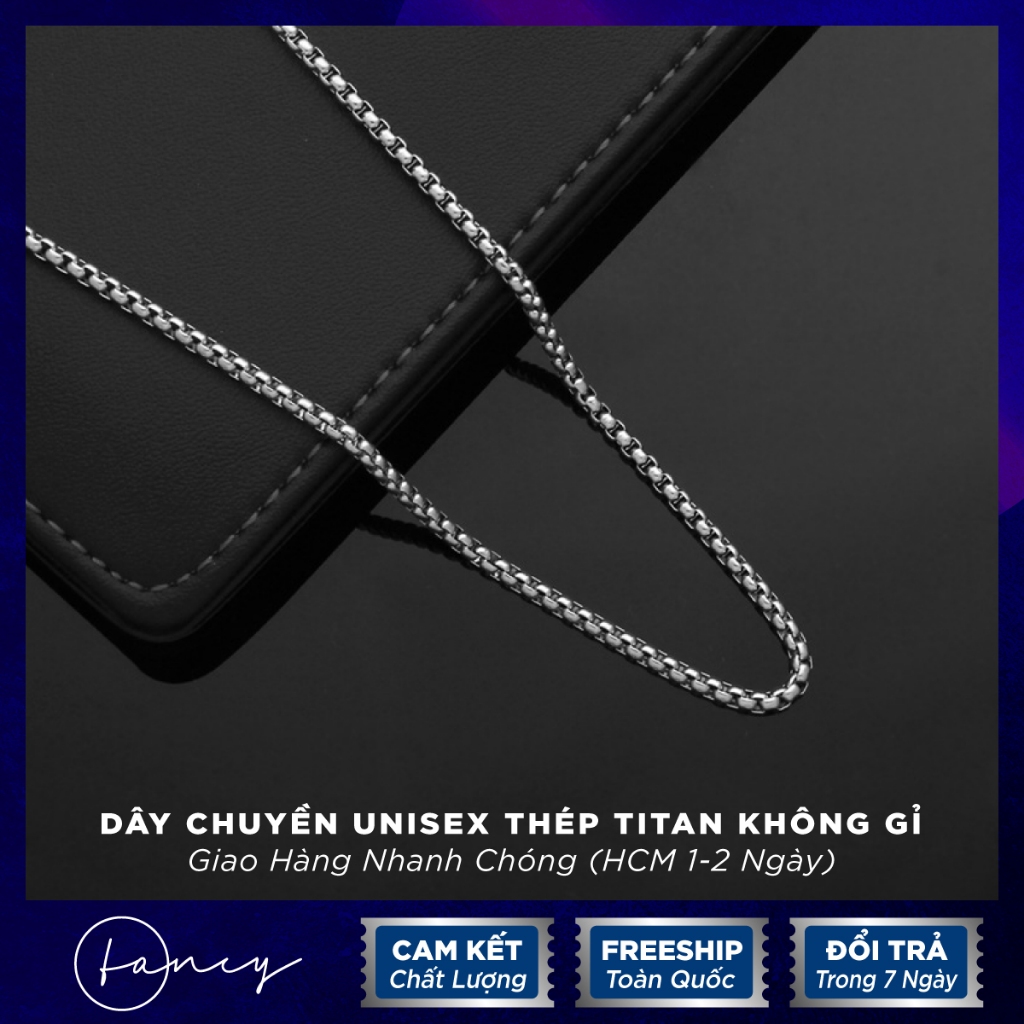 Dây chuyền titan nam nữ dạng tròn mắc xích thời trang Fancy, vòng cổ titan không gỉ không có mặt đẹp
