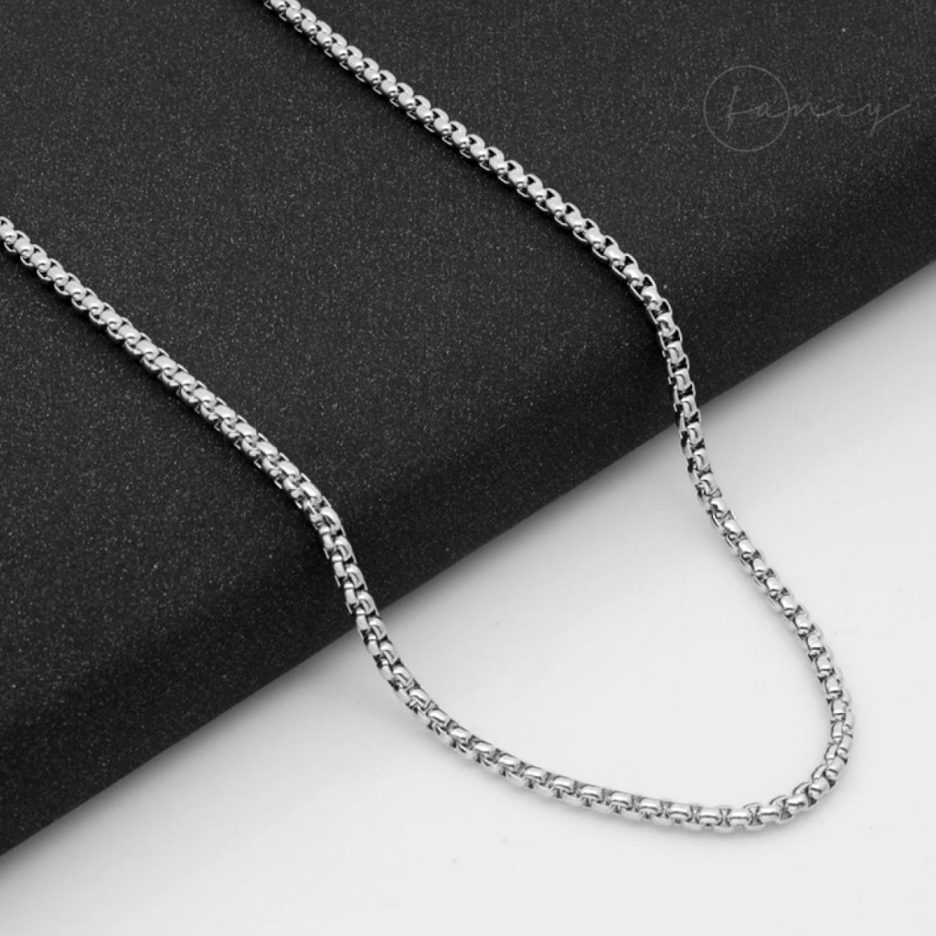 Dây chuyền titan nam nữ dạng tròn mắc xích thời trang Fancy, vòng cổ titan không gỉ không có mặt đẹp
