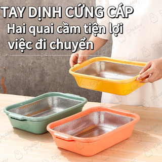 RỖ INOX VIỀN NHỰA  Chubby Chef Size lớn 34x24x6cm Trộn Bột, Rửa Rau Củ Trái Cây, Vo gạo, Tiện lợi dễ sử dụng