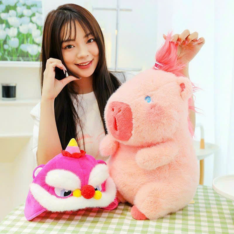 Gấu Bông Capybara Hồng Dễ Thương Cappybara Hồng Đeo Balo Và Mặc Áo Bóng Chày Chất Liệu Vải Lông Thỏ Cao Cấp