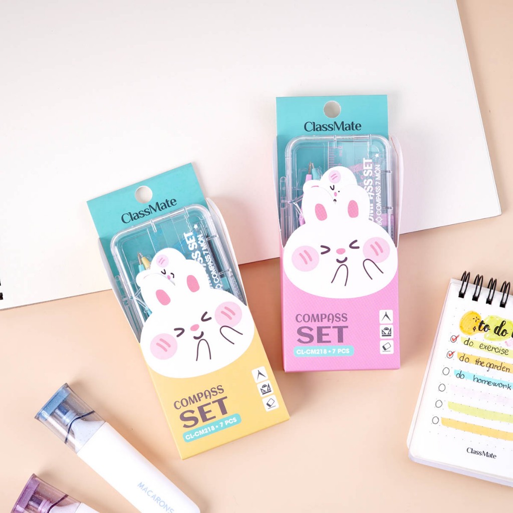 Bộ Dụng Cụ Học Tập 7 Món CLASSMATE Bộ Đồ Dùng Có Compas, Eke, Tẩy, Thước Hình Con Thỏ, Dùng Cho Học Sinh CL-CM218