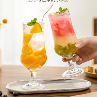 Bộ 6 Ly thủy tinh uống sinh tố, cốc thủy tinh có chân cao chuyên làm ly nước ép, soda 340ml 380ml