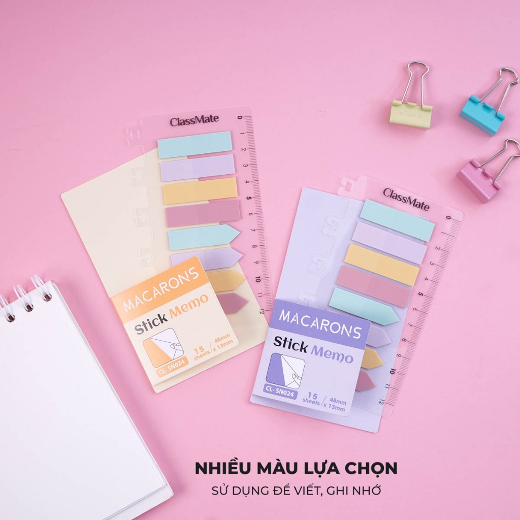 Giấy Note Đánh Dấu Trang CLASSMATE Stick Memo Macarons, Dùng Để Ghi Chú, Trang Trí Sổ Vở, Cài Được Vào Sổ CL-SN024