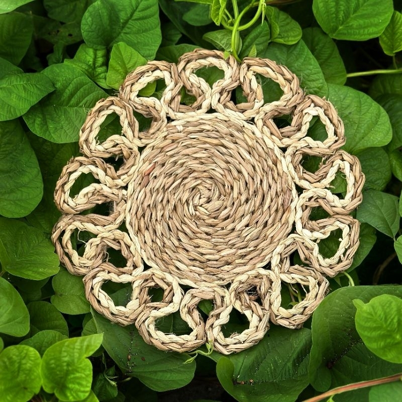 Lót bình hoa sợi cói đan thủ công, trang trí bình hoa, decor