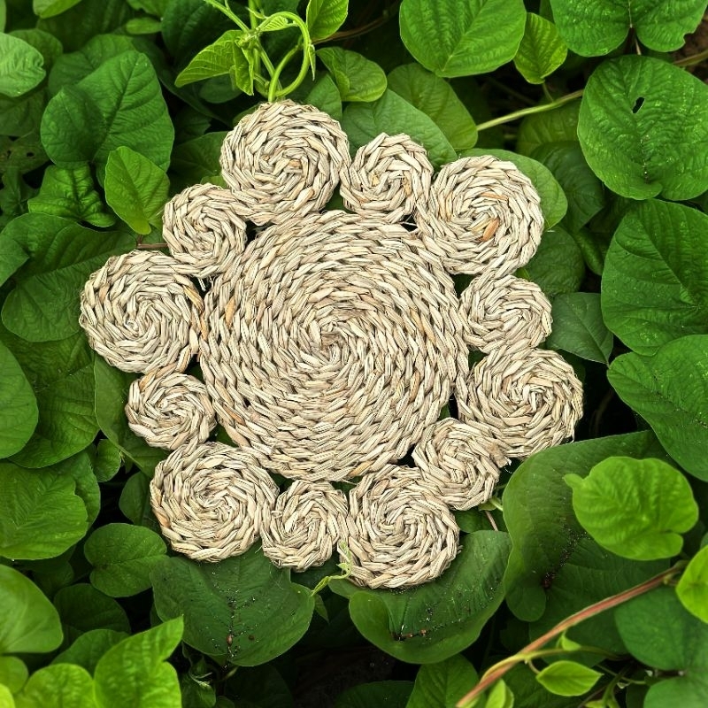 Lót bình hoa sợi cói đan thủ công, trang trí bình hoa, decor