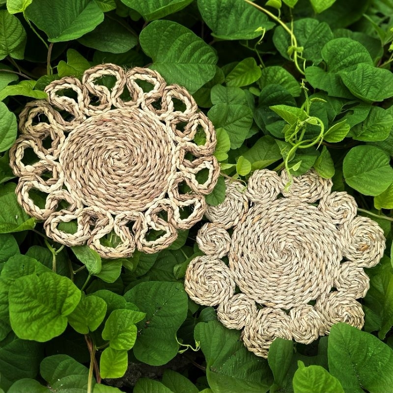 Lót bình hoa sợi cói đan thủ công, trang trí bình hoa, decor