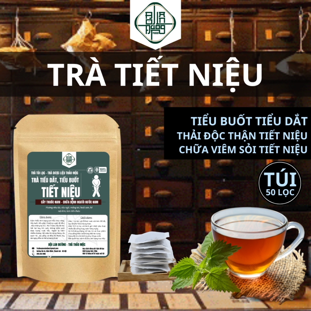 Trà tiểu dắt, tiểu buốt Bội Lan Đường, giảm tiểu đêm, tiểu nhiều lần, giảm u phì đại tuyến tiền liệt - túi 50 lọc