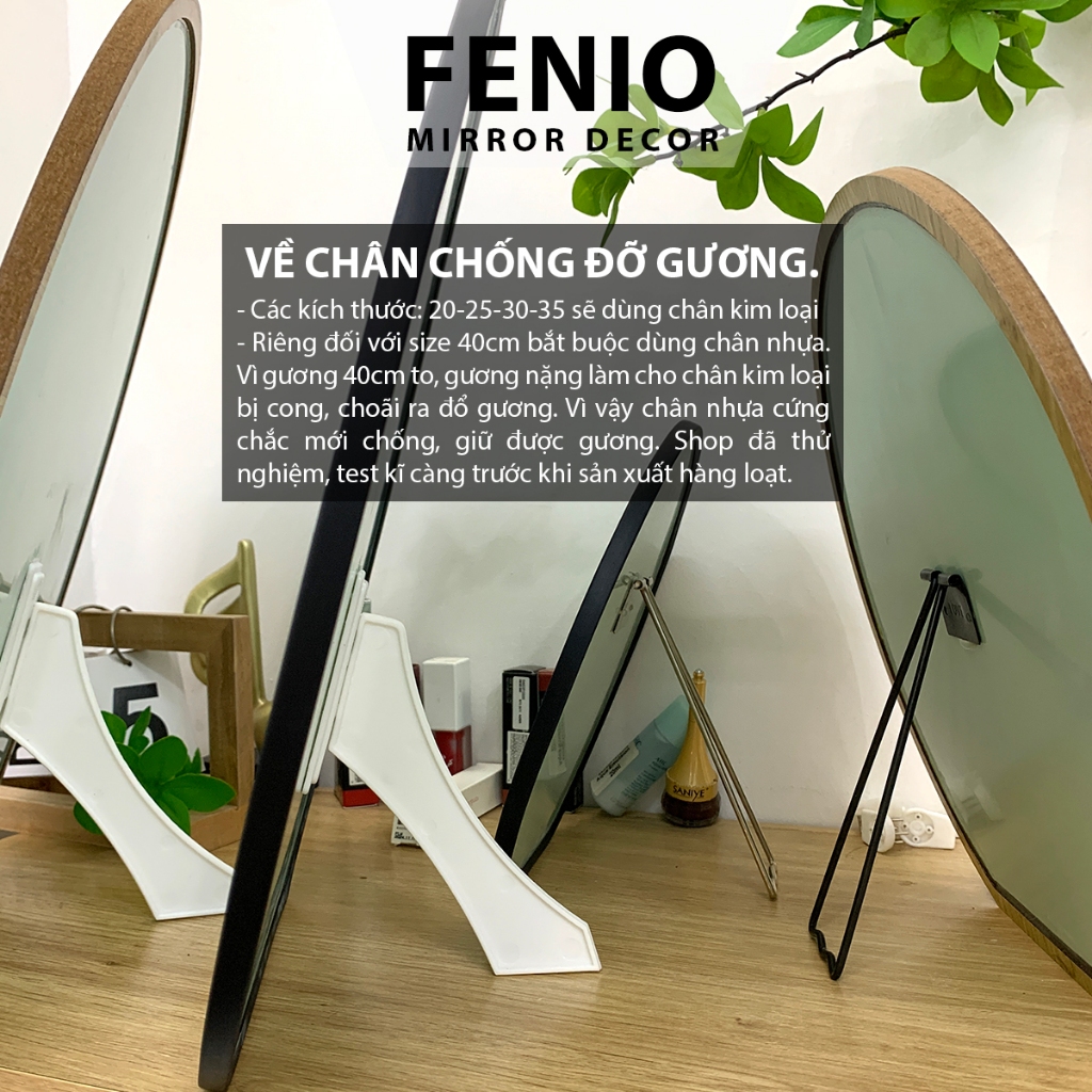 Ảnh Gương để bàn trang điểm viền khung gỗ gương hình tròn khuyết 3