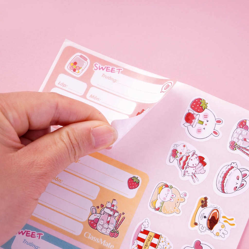 Nhãn Vở Có Keo Dán Sẵn CLASSMATE Chất Liệu Giấy Bóng Nổi Bật, Họa Tiết Thỏ Con Dễ Thương Kèm Sticker 5 Tờ/Tập CL-NT242