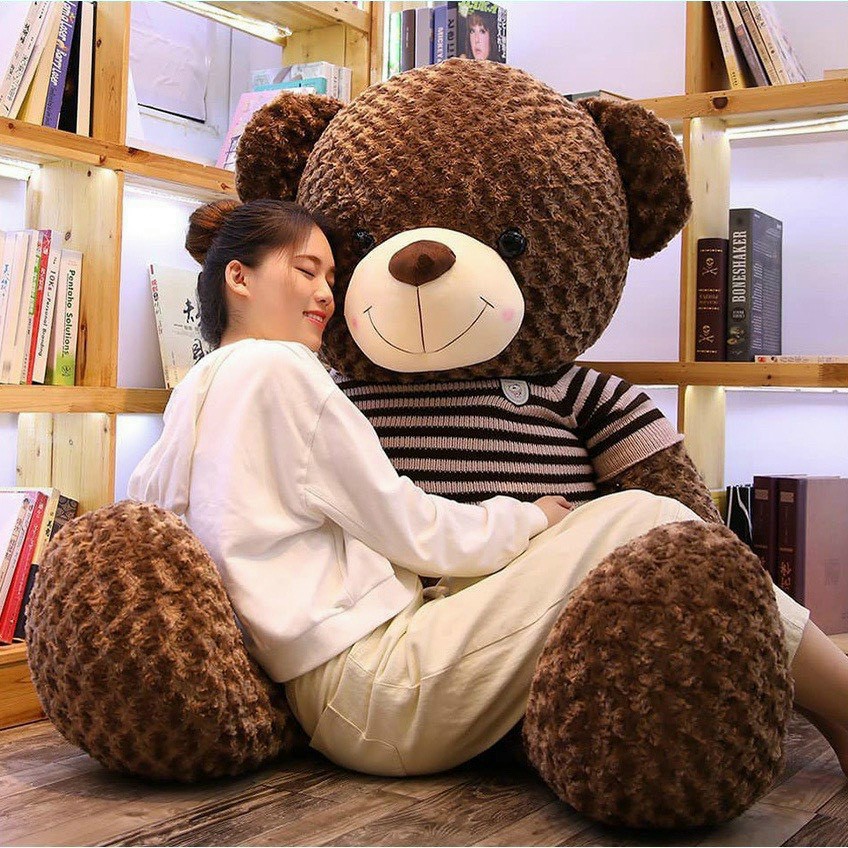 Gấu bông ôm ngủ teddy cao cấp Gấu bông ôm teddy mặc áo đáng yêu chất liệu thân thiện kích thước siêu to từ 80 đến 150 cm
