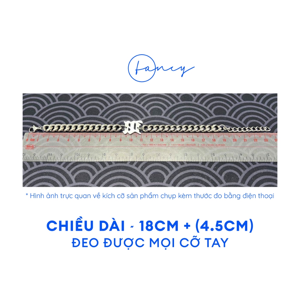 Lắc tay nam titan mắc xích phối chữ cá tính, vòng tay cuban nam nữ nhiều mẫu thời trang Fancy