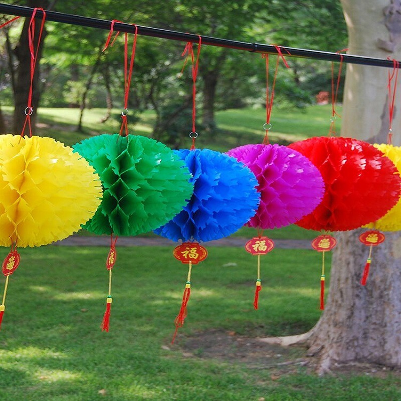 Set 5 đèn lồng nilong cẩm tú cầu nhiều màu sắc trang trí lễ hội, trung thu - Kem Shop K384