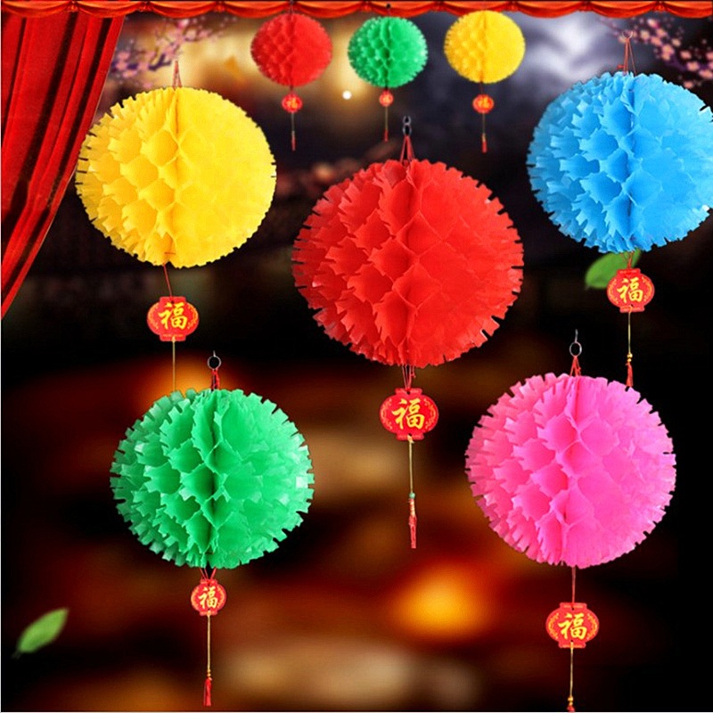 Set 5 đèn lồng nilong cẩm tú cầu nhiều màu sắc trang trí lễ hội, trung thu - Kem Shop K384