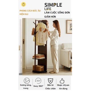 Gương xoay tròn kèm móc treo đa năng tiện ích DQ HOME cao 170cm rộng 43cm gương rộng 35cm