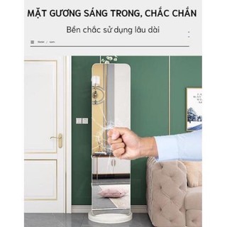 Gương xoay tròn kèm móc treo đa năng tiện ích DQ HOME cao 170cm rộng 43cm gương rộng 35cm