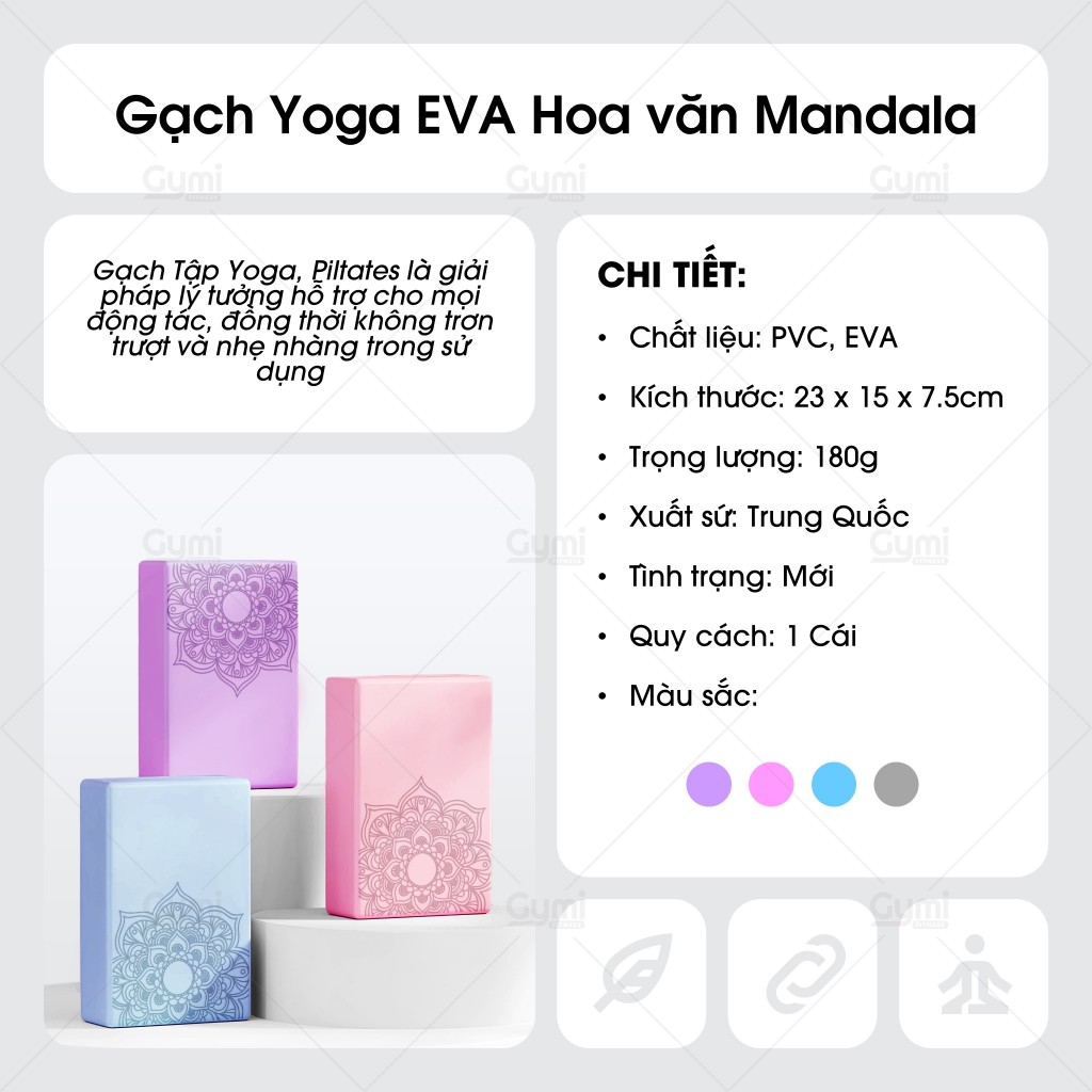 Gạch Yoga EVA Hoa Văn Mandala Khối Lượng 180g, Yoga Block, Dụng Cụ Tập Yoga Tại Nhà - GachYoga-HoaVan