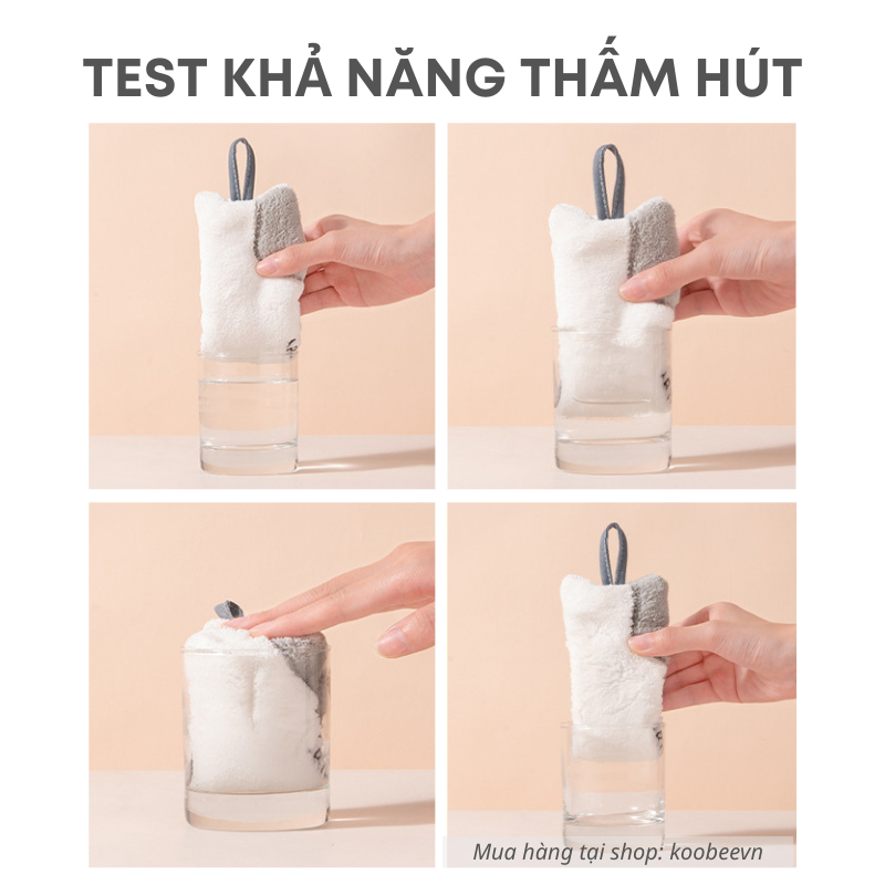 Khăn Lau Tay Có Móc Treo Hình Mèo Vải Nhung San Hô KOOBEE Size Lớn Siêu Thấm Hút Nhanh Khô Cho Nhà Bếp, Nhà Tắm | 096