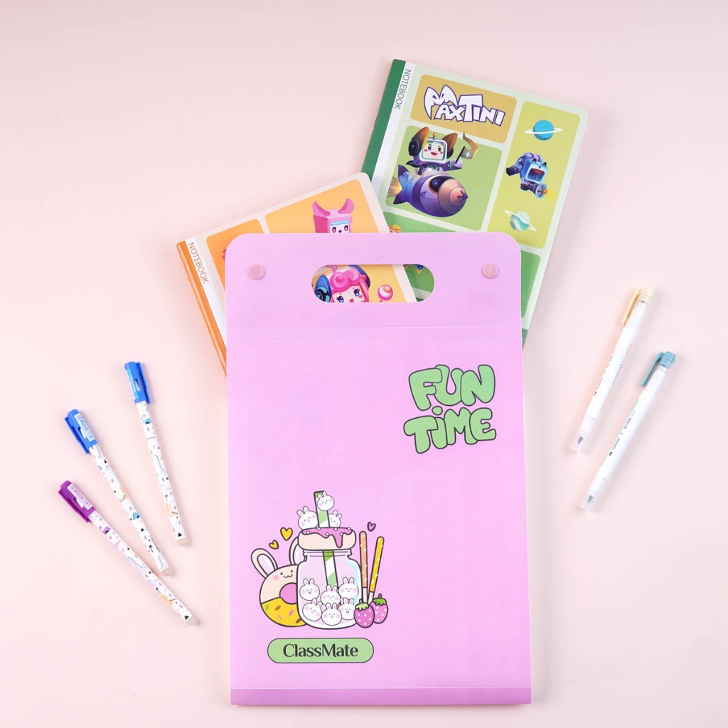Túi Đựng Tài Liệu Nhiều Ngăn Classmate Thiết Kế Funtime, Chất Liệu PP Mềm Dẻo, Có Quai Cầm, Cúc Bấm Tiện Lợi CL-CBA21