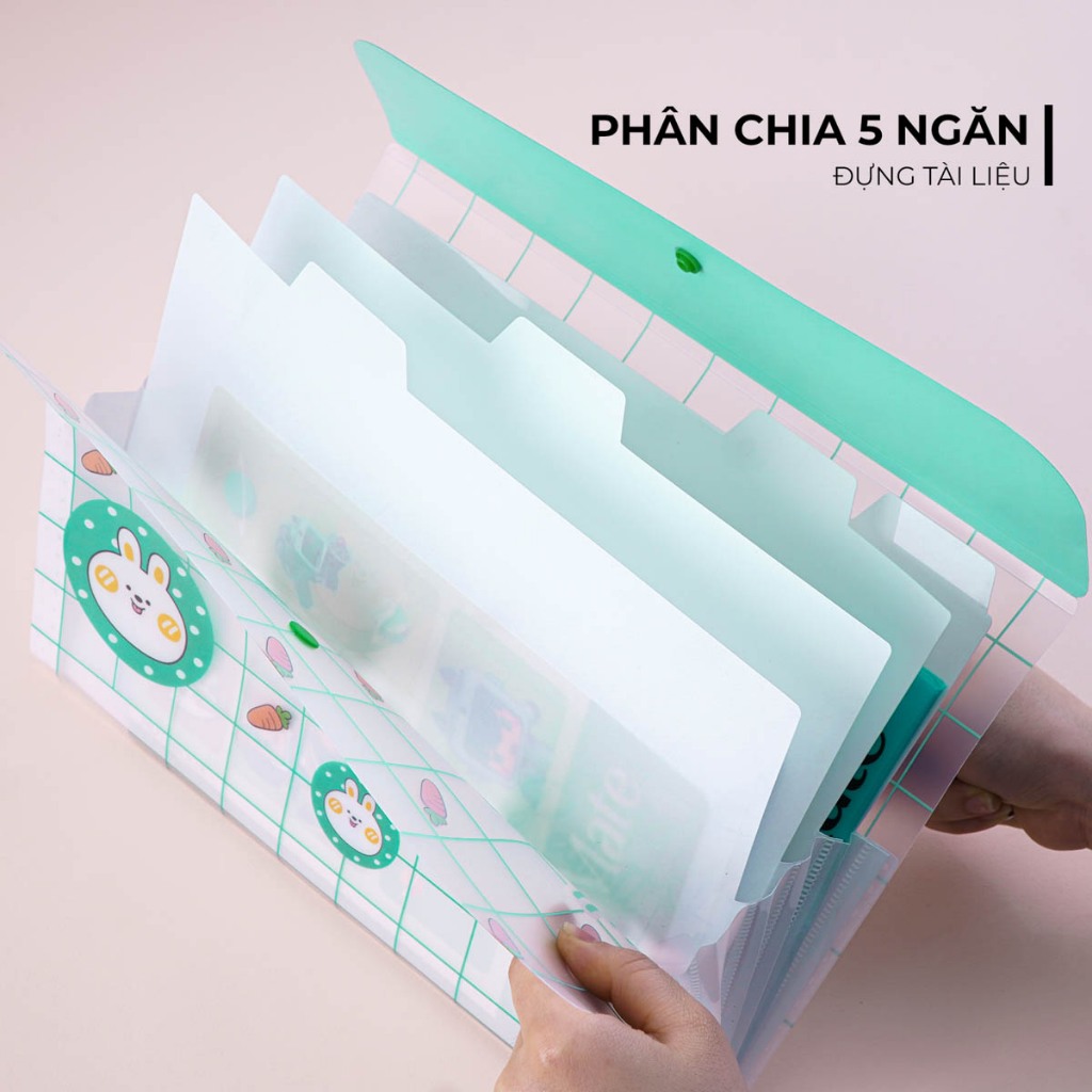 Túi Đựng Tài Liệu Nhiều Ngăn Classmate Clear Bag Rabbit Nhựa PP Bền, Khuy Bấm Tiện Lợi, Có Phần Dán Phân Ngăn CL-CBA32