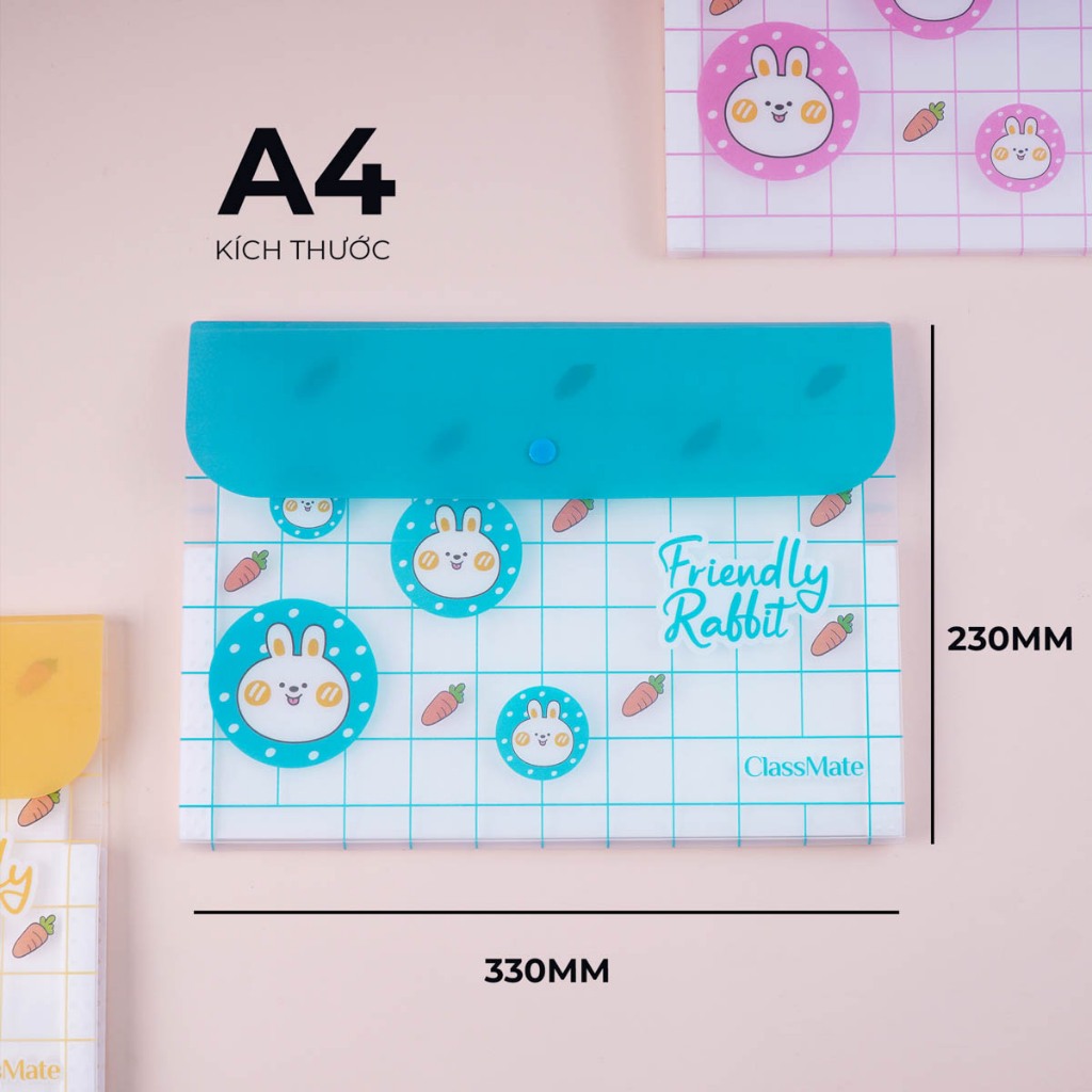 Túi Đựng Tài Liệu Nhiều Ngăn Classmate Clear Bag Rabbit Nhựa PP Bền, Khuy Bấm Tiện Lợi, Có Phần Dán Phân Ngăn CL-CBA32
