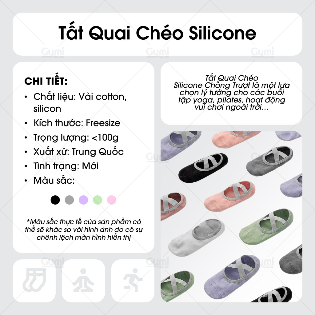 Tất Vớ Nữ Quai Chéo Đính Silicone Chống Trơn Trượt Phù Hợp Tập Yoga, Pilates, Ballet, Gym Cao Cấp - VoYoga-QuaiCheo