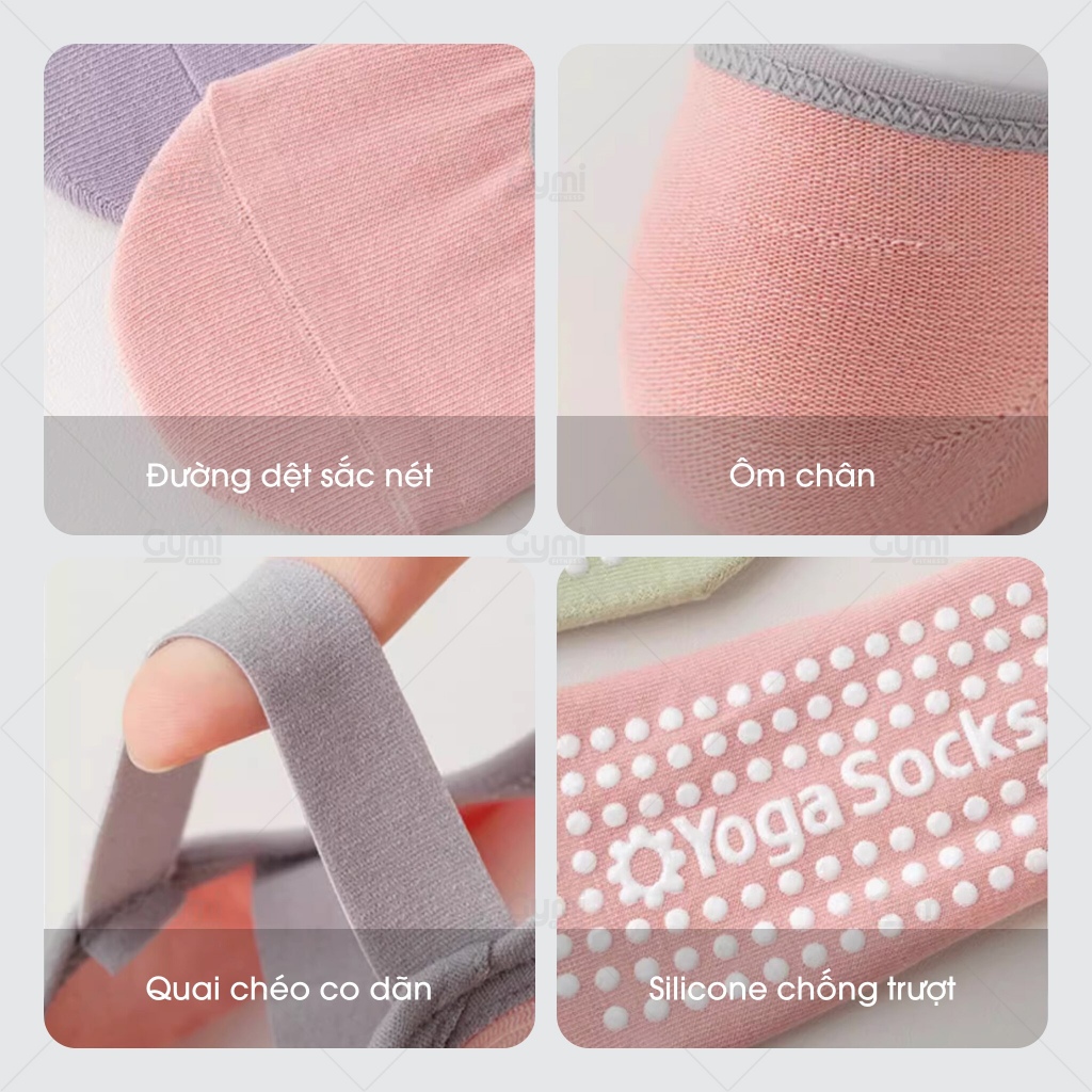 Tất Vớ Nữ Quai Chéo Đính Silicone Chống Trơn Trượt Phù Hợp Tập Yoga, Pilates, Ballet, Gym Cao Cấp - VoYoga-QuaiCheo