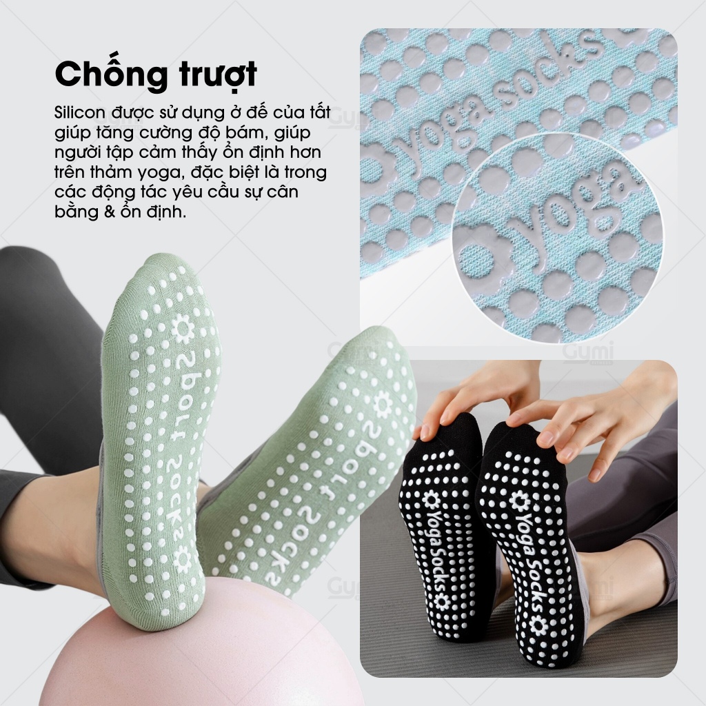 Tất Vớ Nữ Quai Chéo Đính Silicone Chống Trơn Trượt Phù Hợp Tập Yoga, Pilates, Ballet, Gym Cao Cấp - VoYoga-QuaiCheo