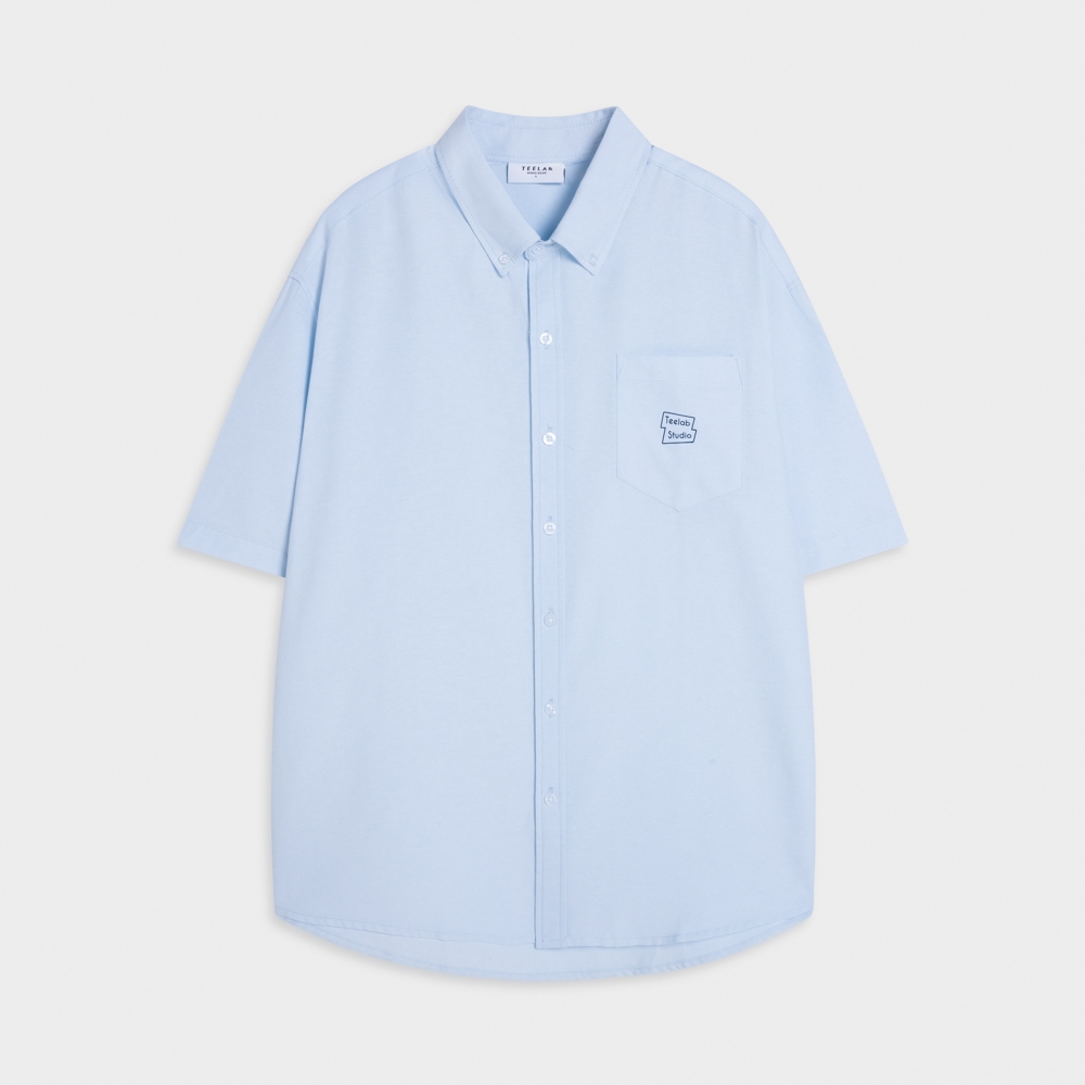 Ảnh Áo Sơ Mi Tay Ngắn Teelab Eco Oxford Signature Logo Unisex Form Oversize Local Brand SS068 2