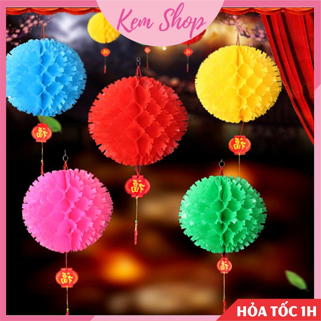 Set 5 đèn lồng nilong cẩm tú cầu nhiều màu sắc trang trí lễ hội, trung thu - Kem Shop K384