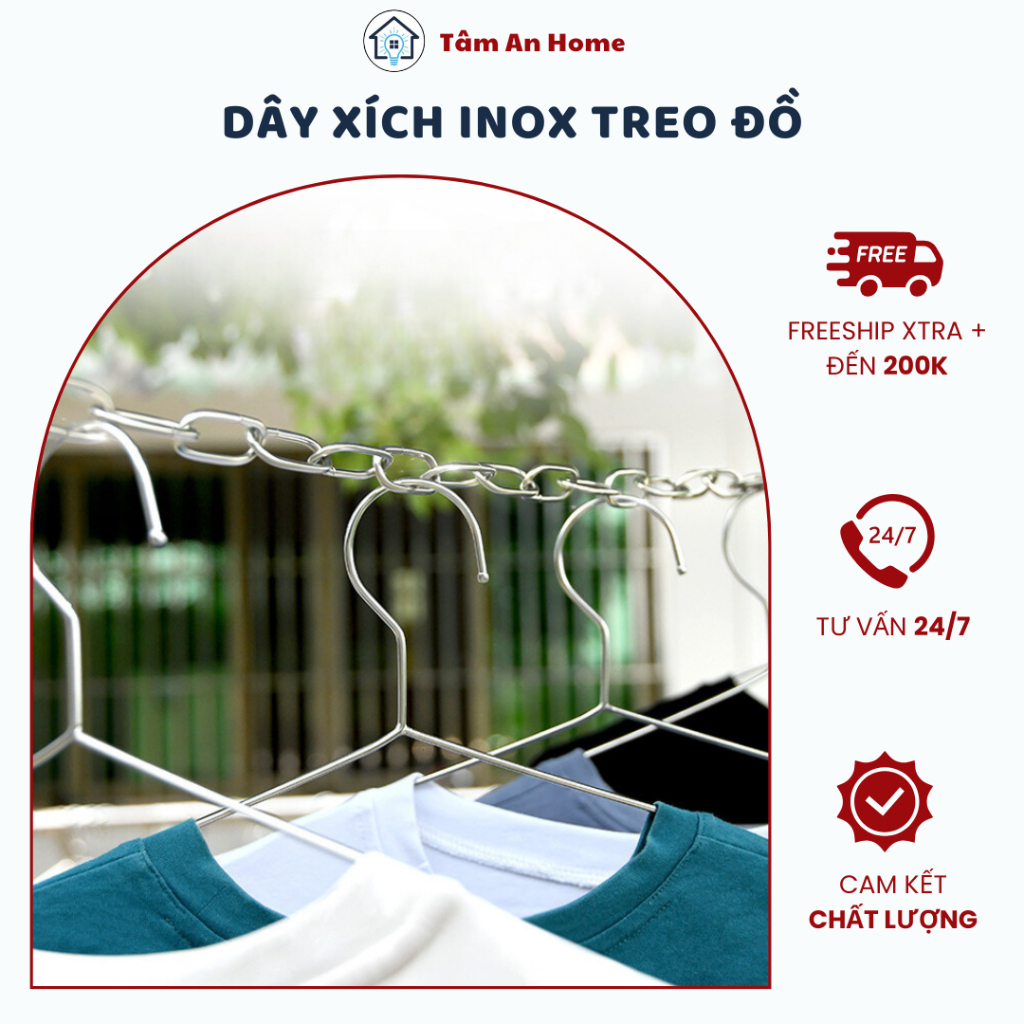 Dây inox treo đồ nhiều kích thước CÓ SẴN móc gài 2 đầu ( TâmAn Home ...