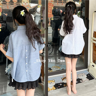 Áo sơ mi kẻ cúc lưng chất đẹp , from vừa dễ mặc , sơ mi mét 5