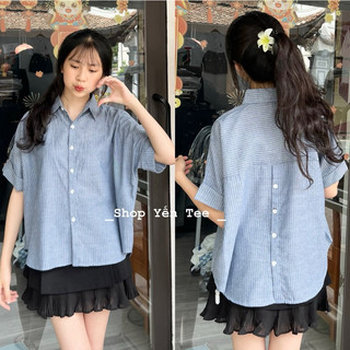 Áo sơ mi kẻ cúc lưng chất đẹp , from vừa dễ mặc , sơ mi mét 5