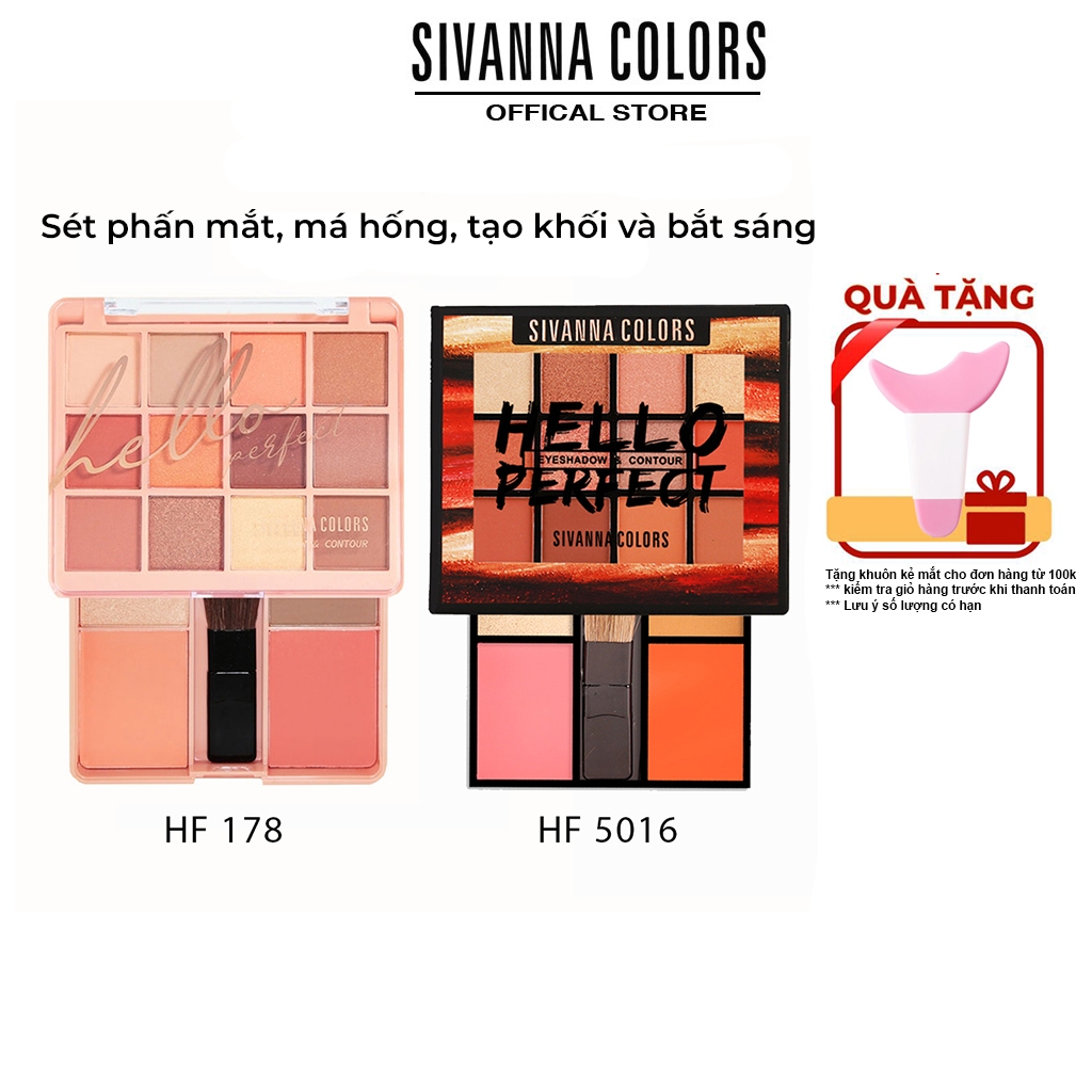 Bảng Phấn Mắt Má Hồng Tạo Khối Highlight Sivanna Hello Perfect, sét ...
