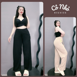 Quần Ống Suông Bigsize Nữ Lưng Cao Cạp Chun Có Dây Rút Vải Thun Gân Mềm Co Giãn Q20