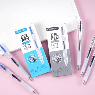 Hộp 5 Bút Gel Bấm Ngòi 0.5mm Cao Cấp CLASSMATE Notetime, Bút Bi Gel Mực Xanh Đen Viết Trơn Tru Dùng Để Ghi Chép CL-GP112